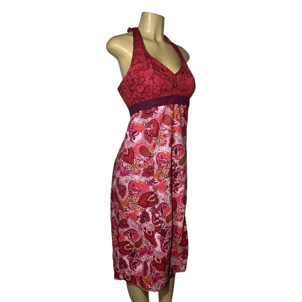 Athleta Pack Everywhere Halter Dress Pink Paisley Size 10 T Athleisure Sundress